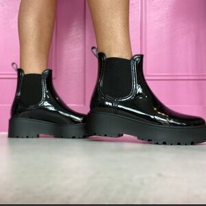 Black Patent Leather Chelsea Boots